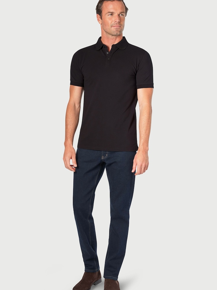 Brook Taverner Black Stretch Cotton Polo Shirt - Image 3 of 3