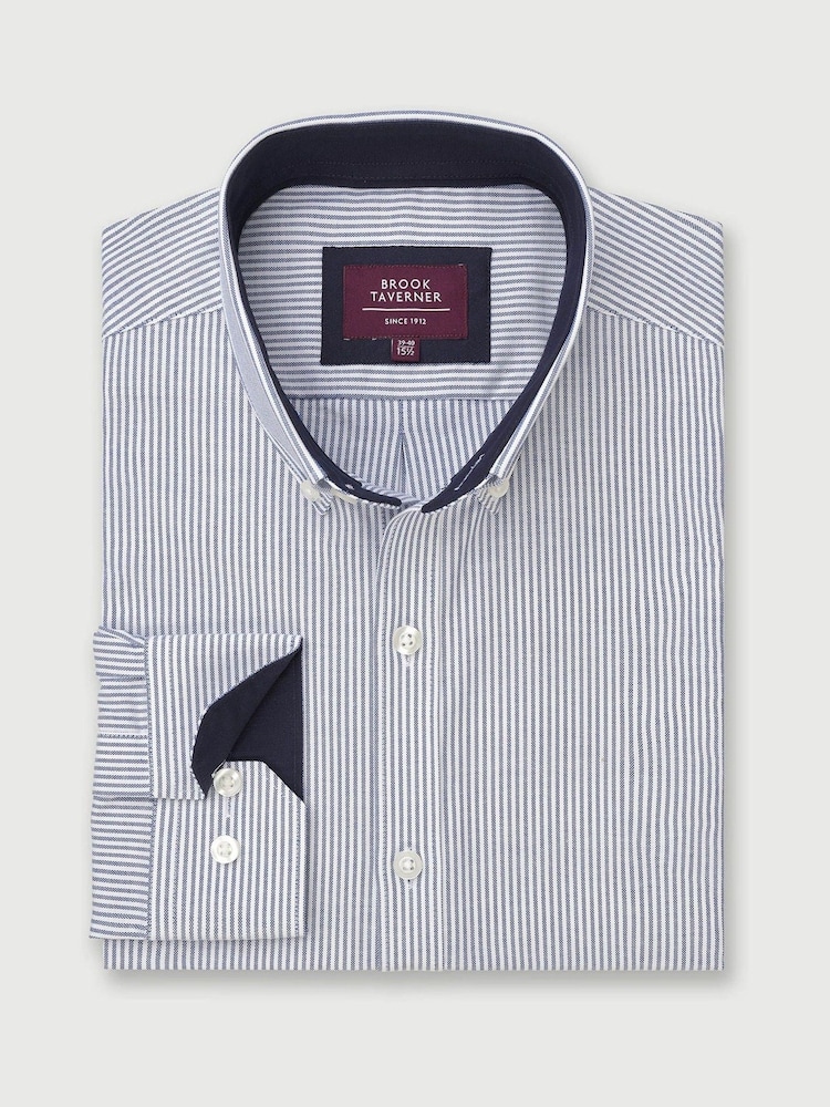 Brook Taverner Blue Stretch Oxford Cotton Shirt - Image 1 of 3