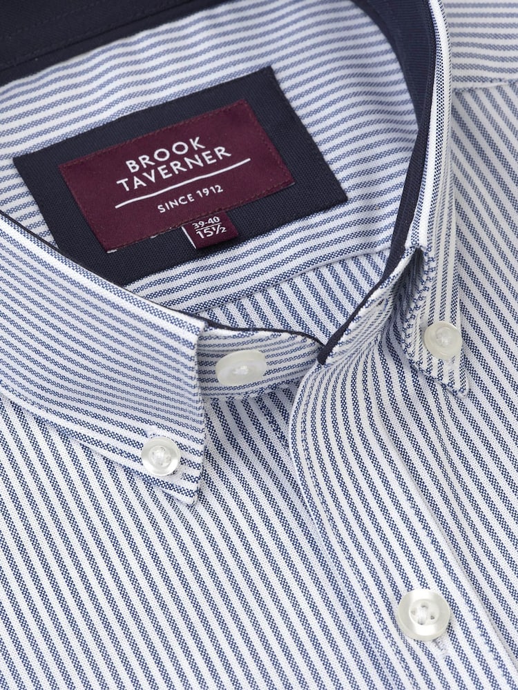 Brook Taverner Blue Stretch Oxford Cotton Shirt - Image 2 of 3