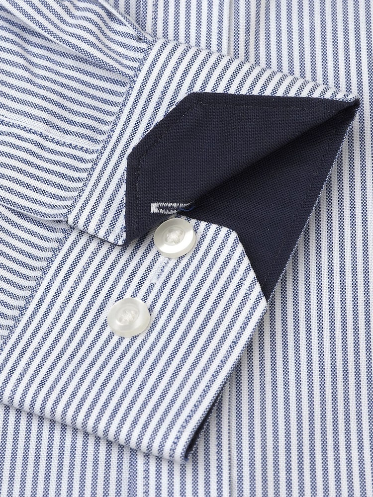 Brook Taverner Blue Stretch Oxford Cotton Shirt - Image 3 of 3