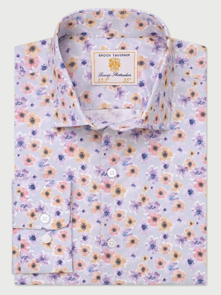 Brook Taverner Grey Tailored Fit Ocassion Paisley Print Long Sleeve Shirt - Image 4 of 4