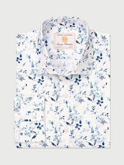 Brook Taverner Blue Leaf Print Occasion Shirt - Image 1 of 2