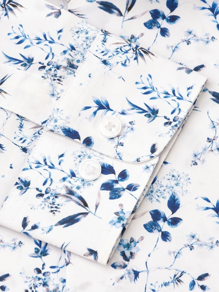 Brook Taverner Blue Leaf Print Occasion Shirt - Image 2 of 2
