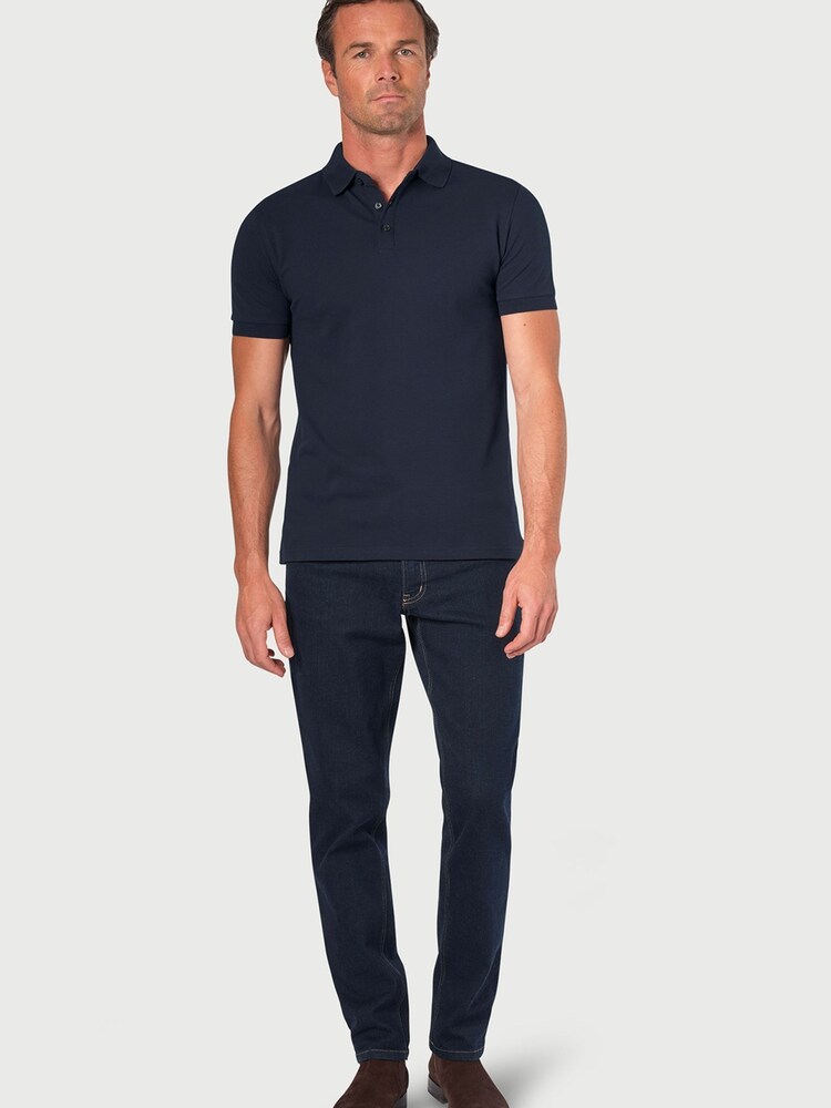 Brook Taverner Blue Stretch Cotton Polo Shirt - Image 2 of 3