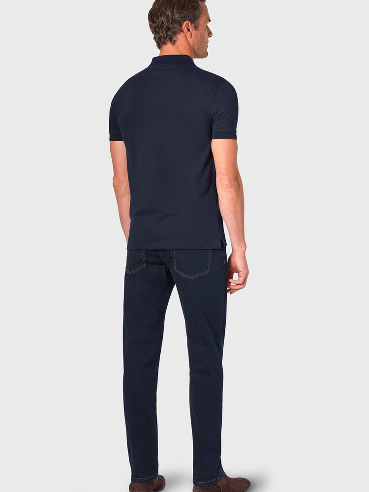 Brook Taverner Blue Stretch Cotton Polo Shirt - Image 3 of 3