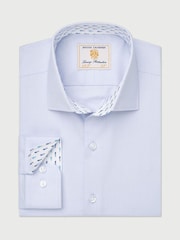 Brook Taverner Blue Herringbone Stretch Cotton Shirt - Image 1 of 4