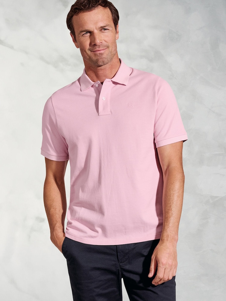 Brook Taverner Pink Pure Cotton Pique Polo Shirt - Image 1 of 4