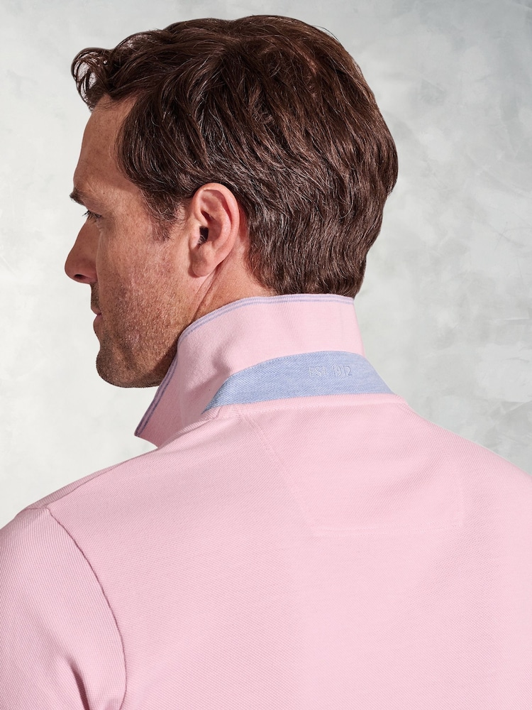 Brook Taverner Pink Pure Cotton Pique Polo Shirt - Image 4 of 4