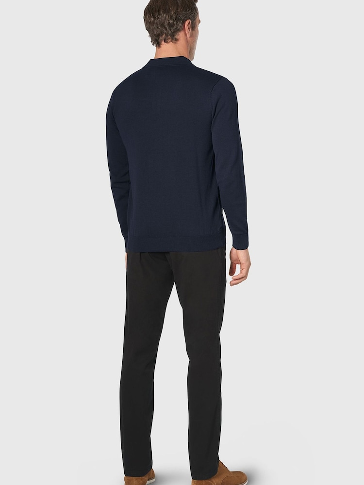 Brook Taverner Blue Long Sleeve Polo Shirt - Image 2 of 2
