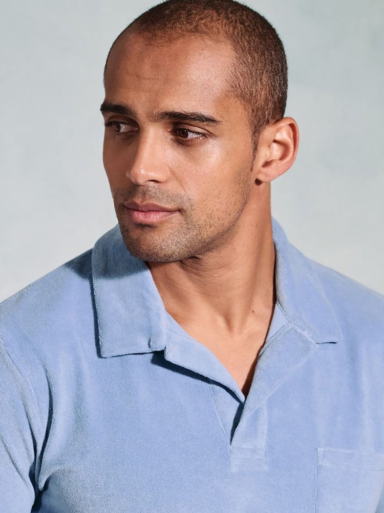 Brook Taverner Cotton Rich Terry Towelling Polo Shirt - صورة 3 من 3