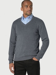 Brook Taverner Grey V-Neck Jumper - Image 1 of 2