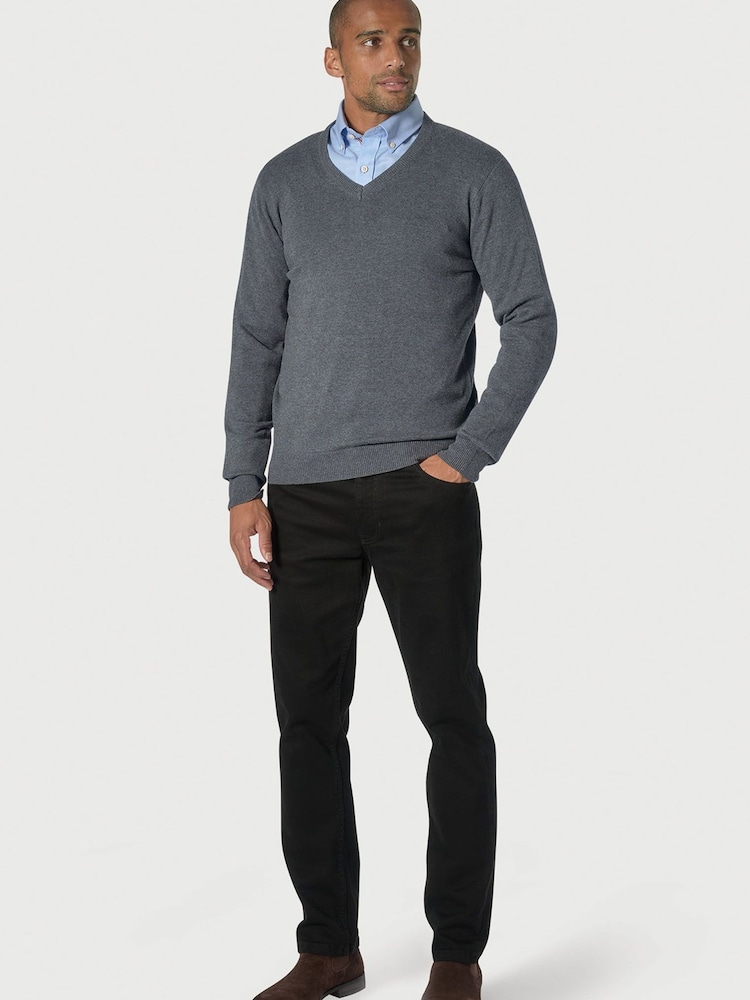 Brook Taverner Grey V-Neck Jumper - Image 2 of 2