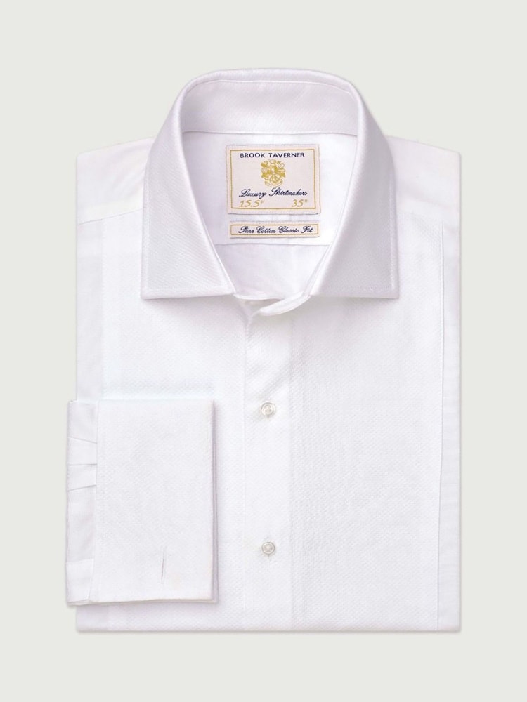 Brook Taverner White Marcella Front Double Cuff Cotton Dress Shirt - Image 1 of 2