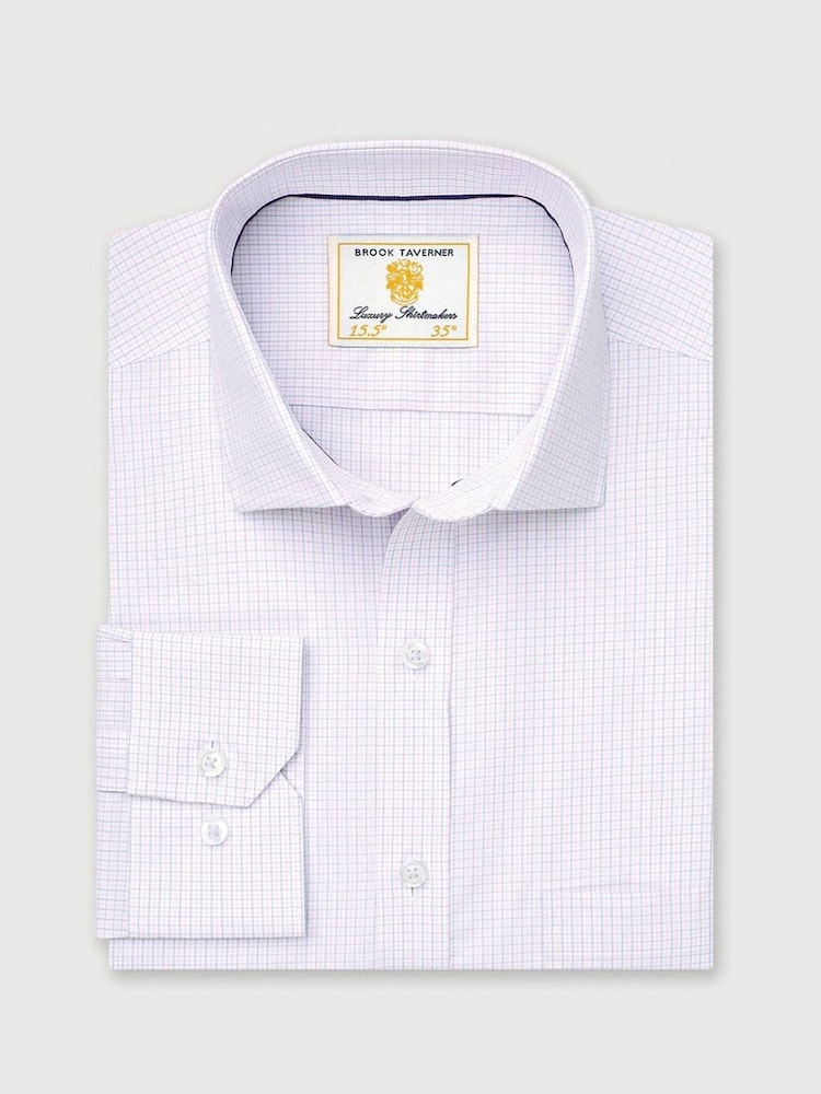 Brook Taverner Pink Micro Check Oxford Cotton Shirt - Image 1 of 1