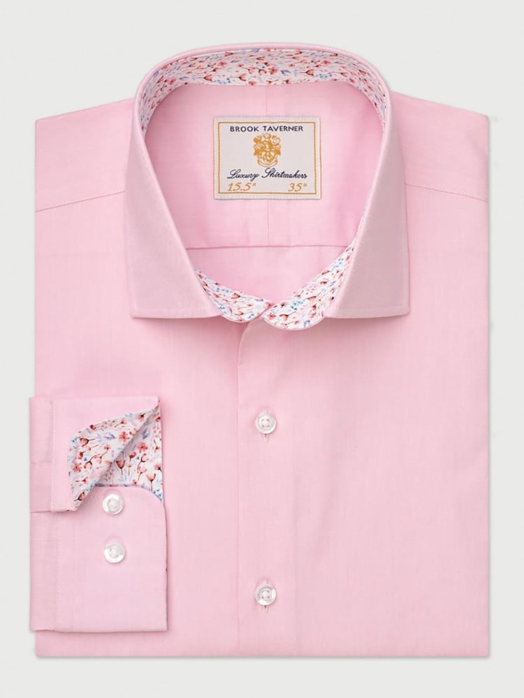 Brook Taverner Herringbone Stretch Cotton Shirt - Slika 1 iz 2