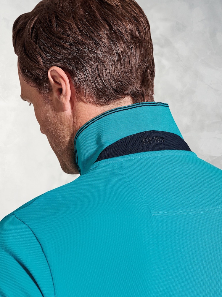 Brook Taverner Light Blue Cotton Pique 100% Cotton Polo Shirt - Image 5 of 5