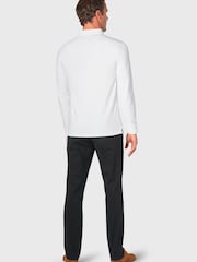 Brook Taverner White Long Sleeve Stretch Cotton Polo Shirt - Image 2 of 3