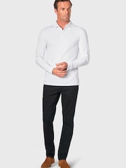 Brook Taverner White Long Sleeve Stretch Cotton Polo Shirt - Image 3 of 3