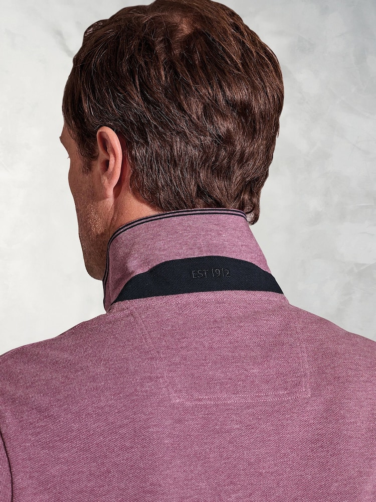 Brook Taverner Purple Pure Cotton Pique Polo Shirt - Image 4 of 4