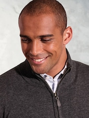 Brook Taverner Grey Zip Through Cardigan - Image 1 of 3