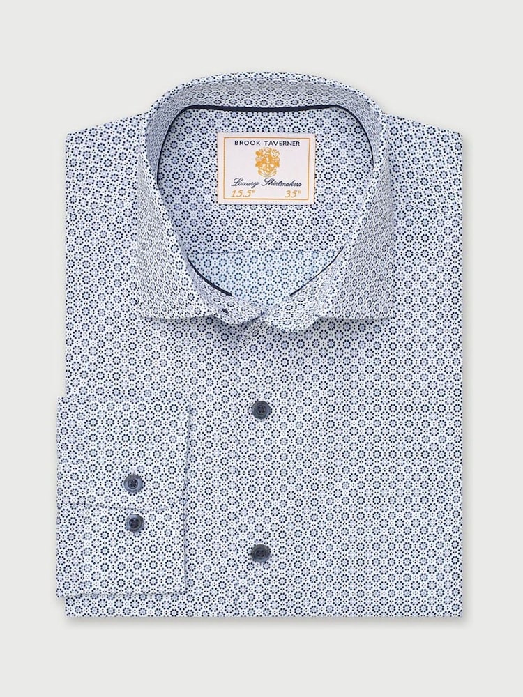 Brook Taverner Blue Diamond Print Shirt - Image 1 of 3 Brook Taverner Blue Diamond Print Shirt - Image 1 of 3