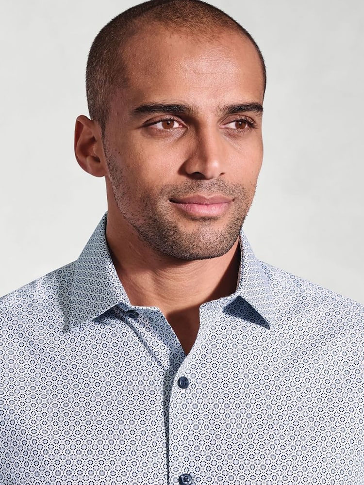Brook Taverner Blue Diamond Print Shirt - Image 3 of 3 Brook Taverner Blue Diamond Print Shirt - Image 3 of 3