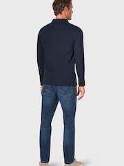 Brook Taverner Blue Long Sleeve Stretch Cotton Polo Shirt - Image 2 of 3