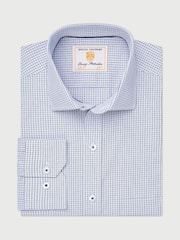 Brook Taverner Blue Micro Check Oxford Cotton Shirt - Image 1 of 4