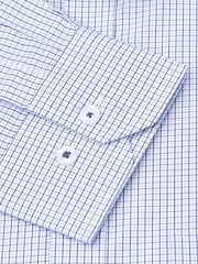 Brook Taverner Blue Micro Check Oxford Cotton Shirt - Image 3 of 4