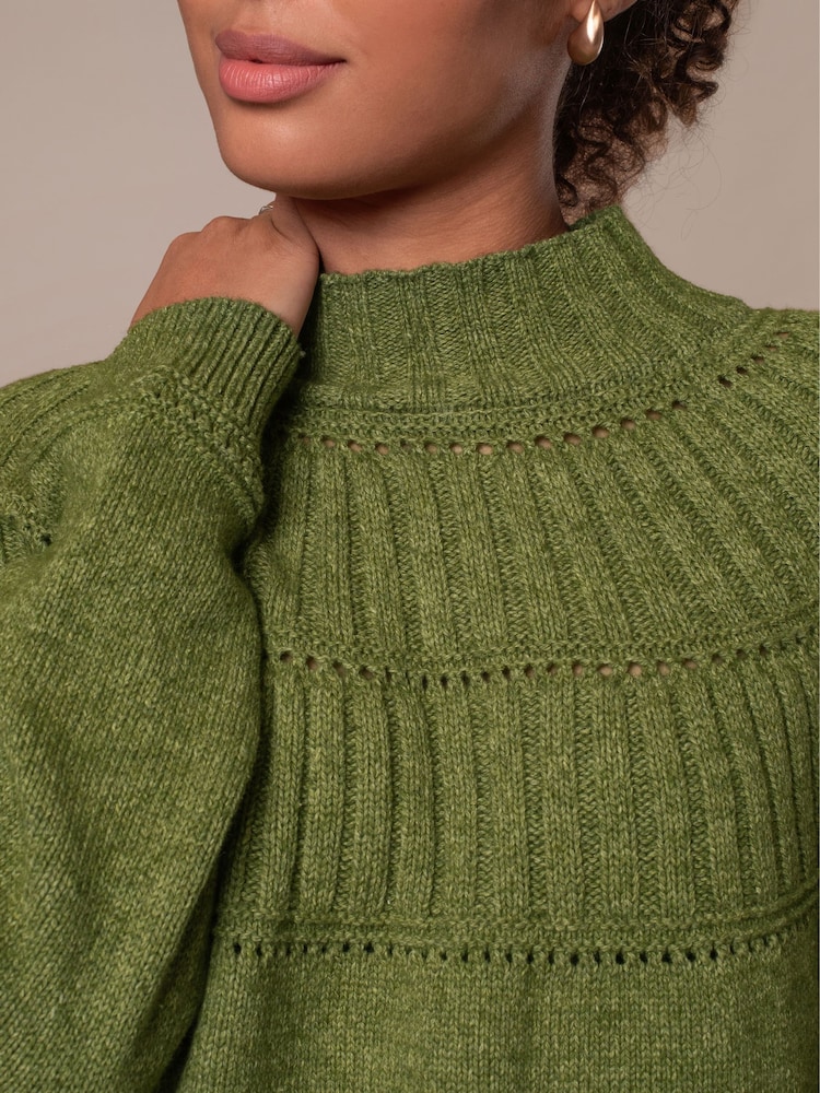 Celtic & Co. Green Textured Yoke Jumper - Image 2 of 5 Celtic & Co. Green Textured Yoke Jumper - Image 2 of 5