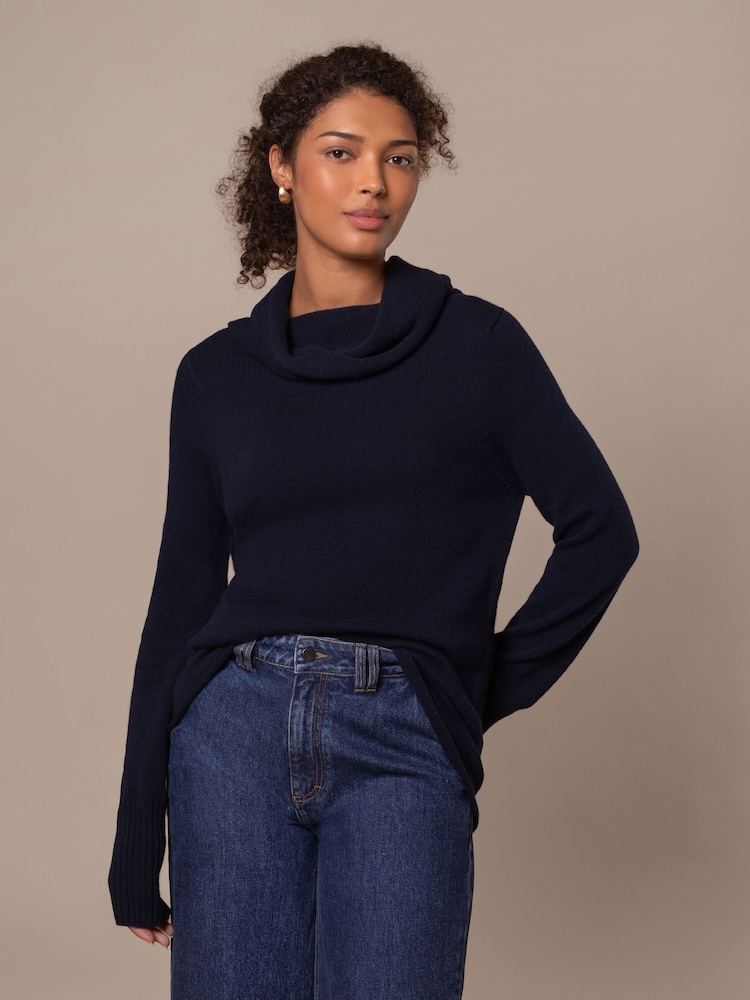 Blusa de gola alta com capuz Celtic & Co. azul supermacio - Imagem 1 de 7