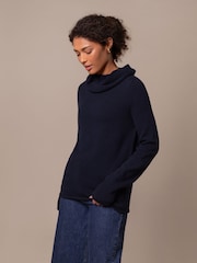 Blusa de gola alta com capuz Celtic & Co. azul supermacio - Imagem 3 de 7