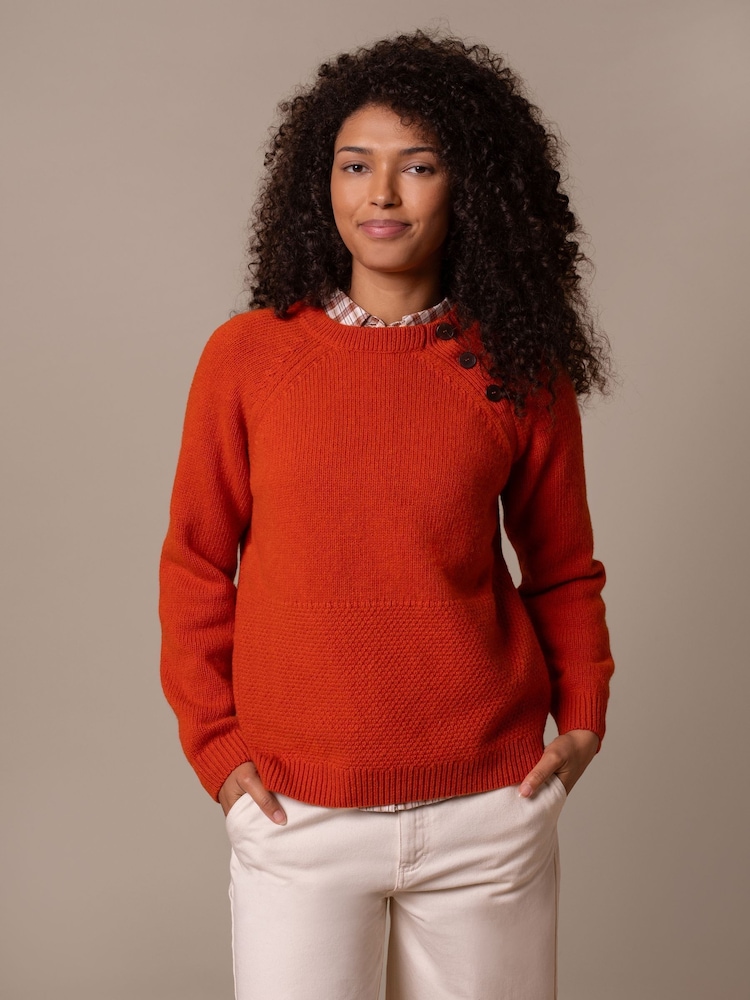 Celtic & Co.Orange Lambswool Button Neck Jumper - Image 1 of 9 Celtic & Co.Orange Lambswool Button Neck Jumper - Image 1 of 9