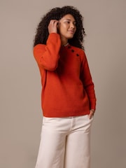 Celtic & Co.Orange Lambswool Button Neck Jumper - Image 3 of 9