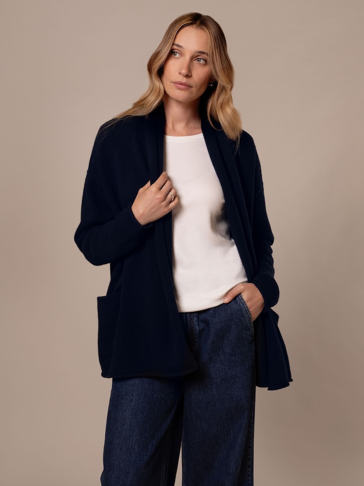 Celtic & Co. Blue Lambswool Shawl Collar Cardigan - Image 2 of 6 Celtic & Co. Blue Lambswool Shawl Collar Cardigan - Image 2 of 6