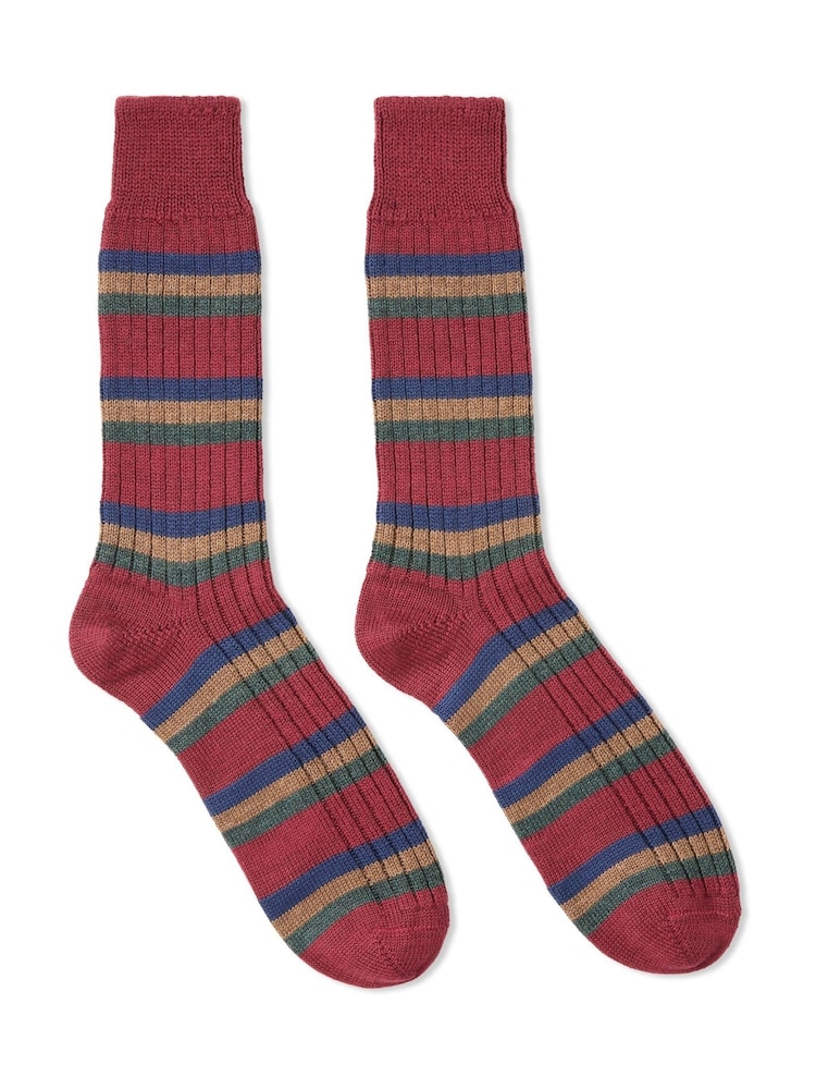 Celtic & Co. Mens Brown Merino Cotton Stripe Socks - Image 2 of 2 Celtic & Co. Mens Brown Merino Cotton Stripe Socks - Image 2 of 2