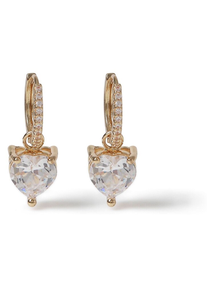 Aela Gold Tone Diamond Simulants Heart Drop Earrings - Image 1 of 2