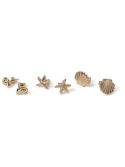 Aela Gold Tone Starfish  Multipack Earrings - Image 2 of 2