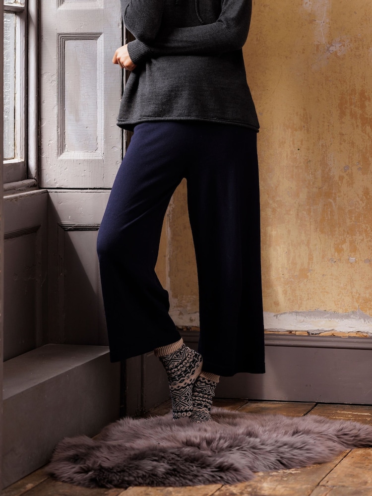 Celtic & Co. Blue Wide Leg Merino Lounge Joggers - Image 1 of 4 Celtic & Co. Blue Wide Leg Merino Lounge Joggers - Image 1 of 4