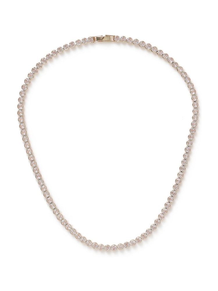 Aela Gold Tone Diamond Simulants Tennis Necklace - Image 1 of 2 Aela Gold Tone Diamond Simulants Tennis Necklace - Image 1 of 2