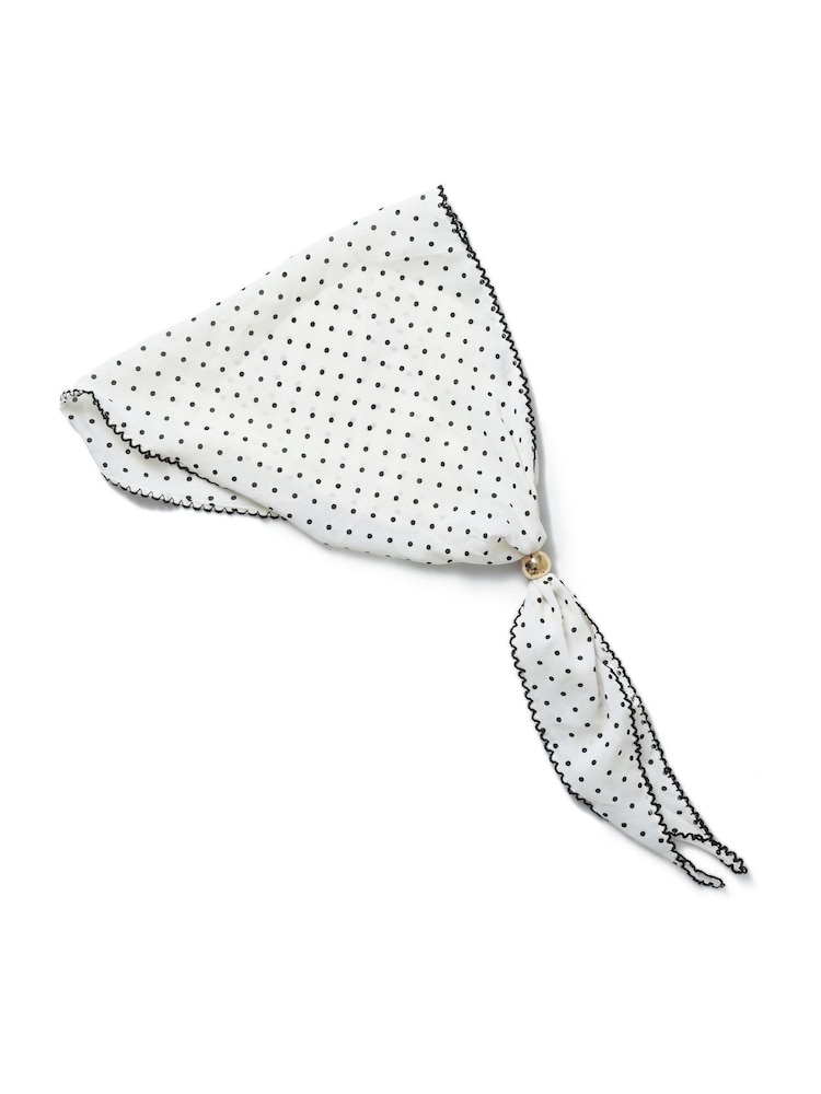 Aela Polka Dot Bead White Scarf - Image 3 of 3