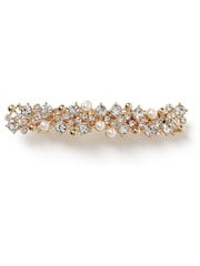 Aela Cream Pearl Rhinestone Hair Barrette - Image 1 of 2