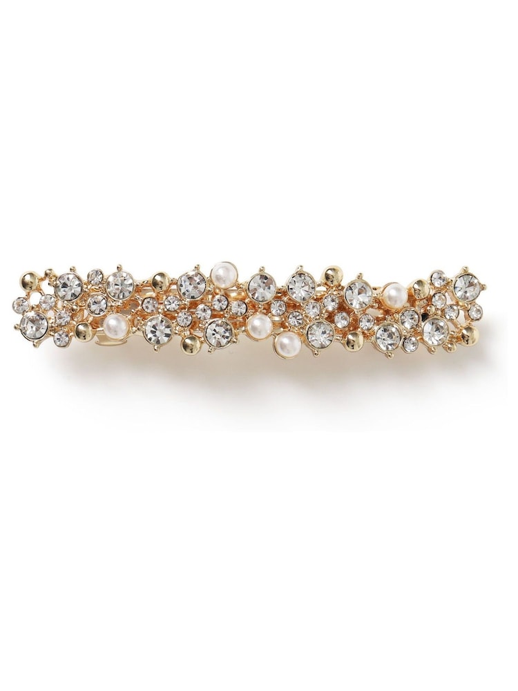 Aela Cream Pearl Rhinestone Hair Barrette - Image 1 of 2