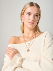 Κολιέ Aela με Χρυσή Καρδιά και Γούρι σε Πολλαπλές Σειρές - Εικόνα 1 του 3