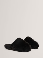 Ted Baker Black Lopsey - Faux Fur Mule Slippers - Image 2 of 4