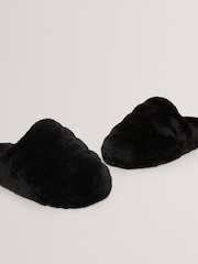 Ted Baker Black Lopsey - Faux Fur Mule Slippers - Image 3 of 4