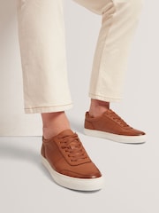 Ted Baker Brown Kerison - Pebbled Leather Trainers - Image 1 of 4