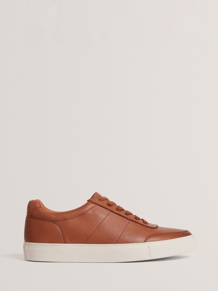 Ted Baker Brown Kerison - Pebbled Leather Trainers - Image 2 of 4