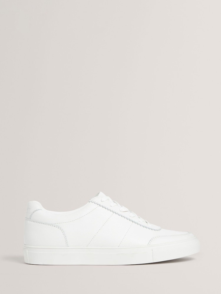 Ted Baker White Kerison - Pebbled Leather Trainers - Image 1 of 4