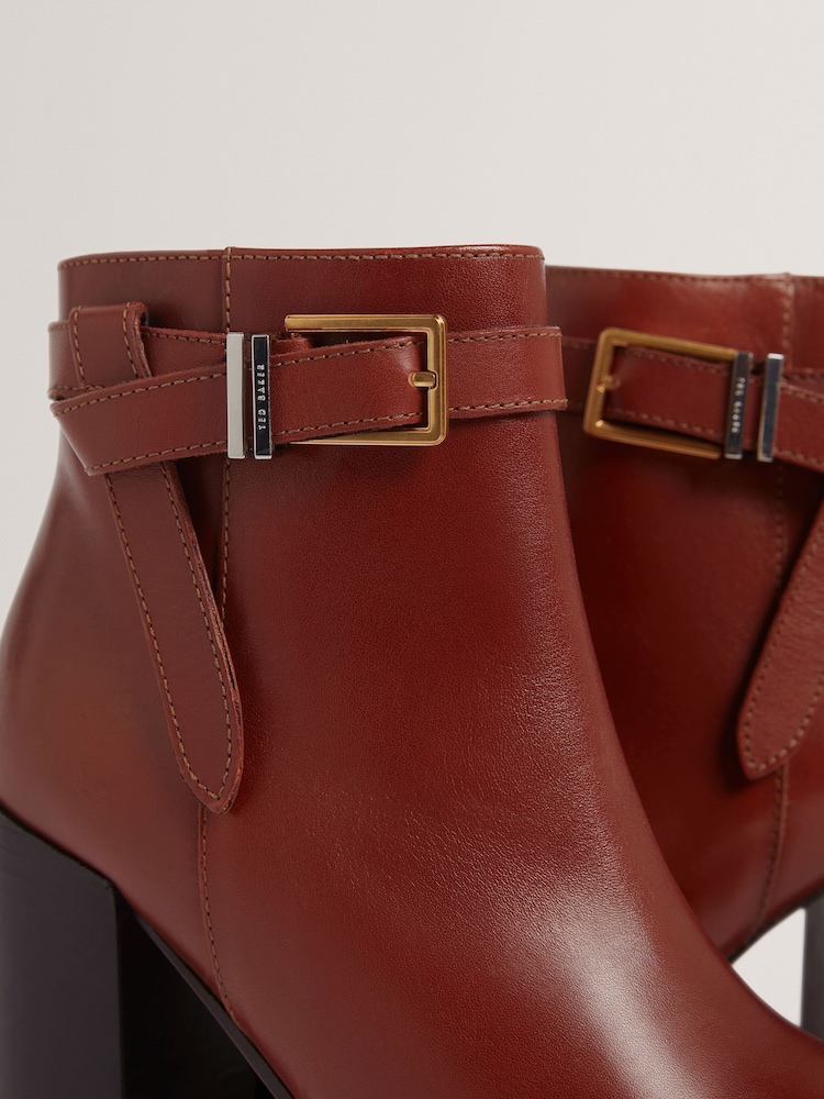 Ted Baker Brown Cleonna - Belt Detail Heeled Ankle Boots - Image 5 of 5